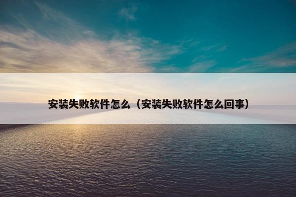 安装失败软件怎么（安装失败软件怎么回事）
