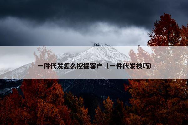 一件代发怎么挖掘客户（一件代发技巧）