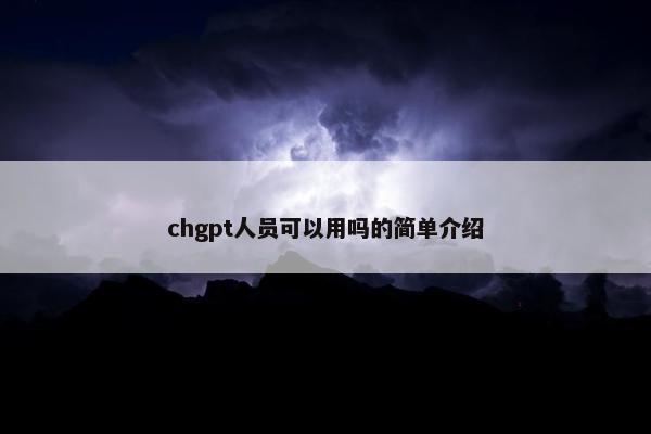 chgpt人员可以用吗的简单介绍
