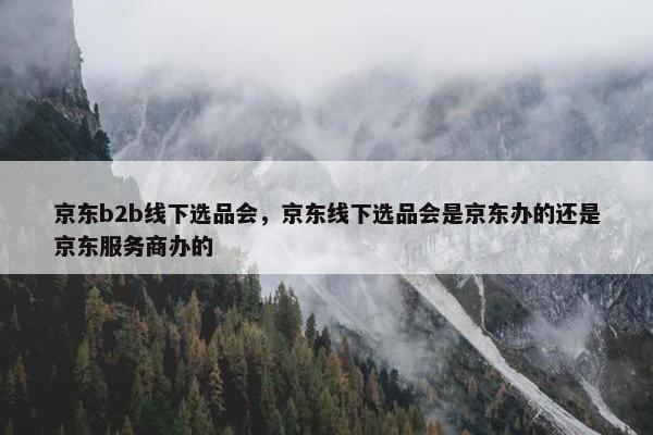 京东b2b线下选品会，京东线下选品会是京东办的还是京东服务商办的