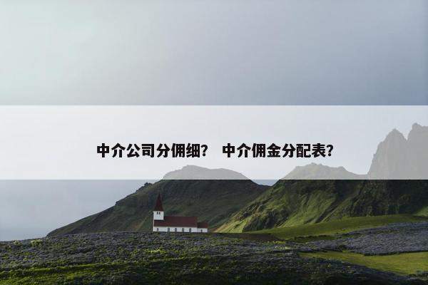 中介公司分佣细？ 中介佣金分配表？