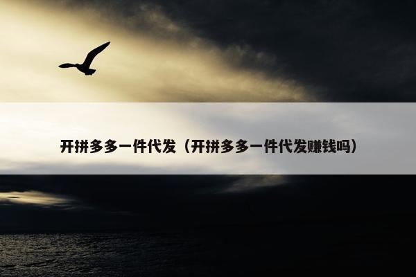 开拼多多一件代发（开拼多多一件代发赚钱吗）