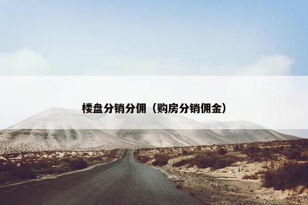 楼盘分销分佣（购房分销佣金）