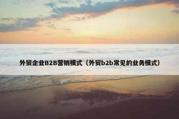 外贸企业B2B营销模式（外贸b2b常见的业务模式）