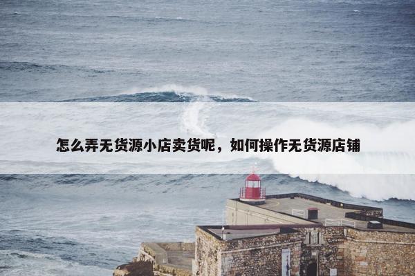 怎么弄无货源小店卖货呢，如何操作无货源店铺