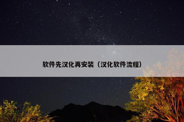 软件先汉化再安装（汉化软件流程）