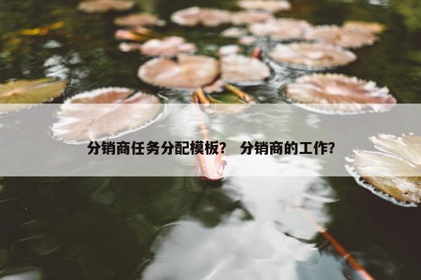 分销商任务分配模板？ 分销商的工作？