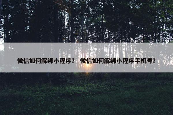 微信如何解绑小程序？ 微信如何解绑小程序手机号？