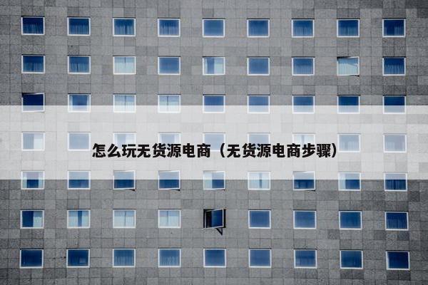 怎么玩无货源电商（无货源电商步骤）