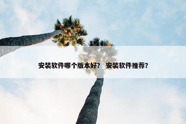 安装软件哪个版本好？ 安装软件推荐？
