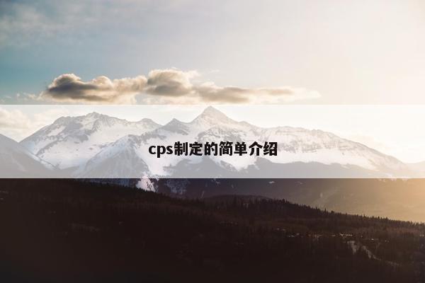 cps制定的简单介绍