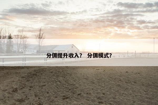 分佣提升收入？ 分佣模式？