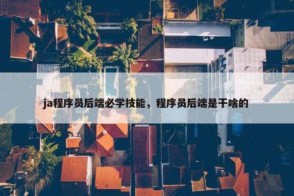 ja程序员后端必学技能，程序员后端是干啥的
