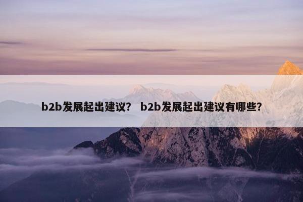 b2b发展起出建议？ b2b发展起出建议有哪些？