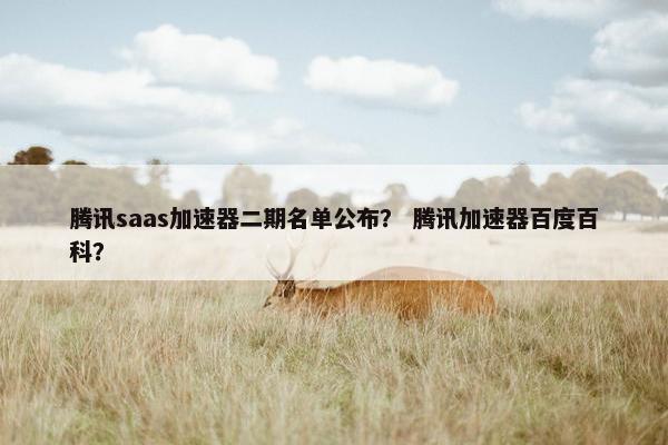 腾讯saas加速器二期名单公布？ 腾讯加速器百度百科？