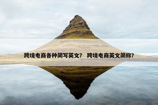 跨境电商各种简写英文？ 跨境电商英文简称？