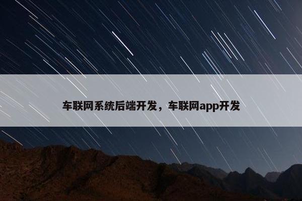 车联网系统后端开发，车联网app开发