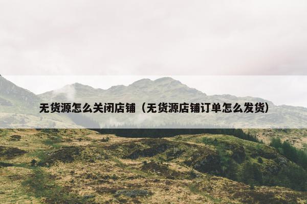 无货源怎么关闭店铺（无货源店铺订单怎么发货）