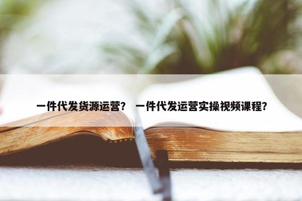 一件代发货源运营? 一件代发运营实操视频课程? 一件代发货源运营? 一件代发运营实操视频课程?