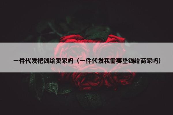 一件代发把钱给卖家吗(一件代发我需要垫钱给商家吗)