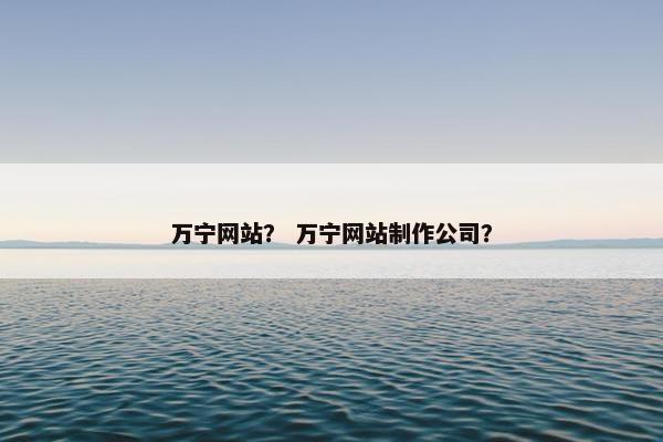 万宁网站？ 万宁网站制作公司？