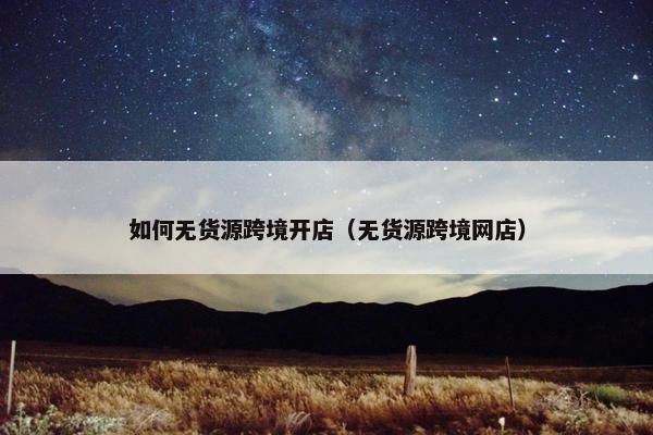 如何无货源跨境开店（无货源跨境网店）