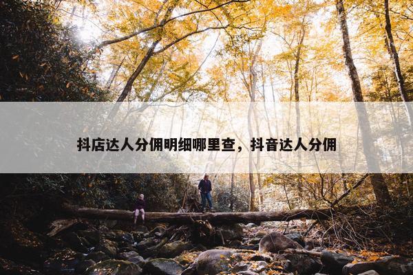 抖店达人分佣明细哪里查，抖音达人分佣