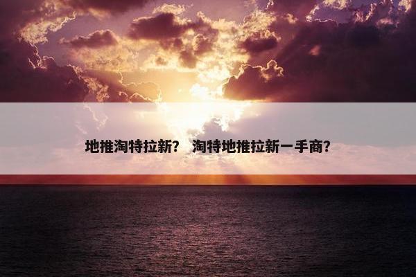 地推淘特拉新？ 淘特地推拉新一手商？