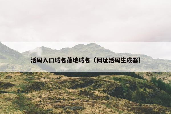 活码入口域名落地域名（网址活码生成器）