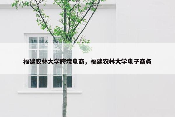 福建农林大学跨境电商，福建农林大学电子商务