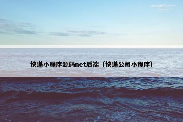 快递小程序源码net后端（快递公司小程序）