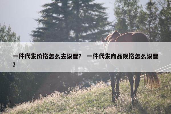 一件代发价格怎么去设置？ 一件代发商品规格怎么设置？