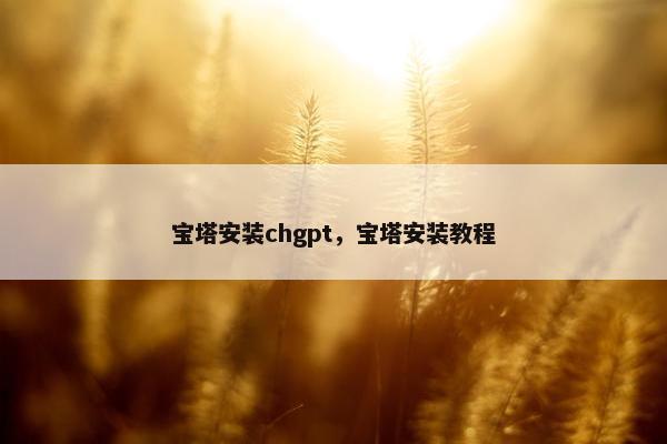 宝塔安装chgpt，宝塔安装教程
