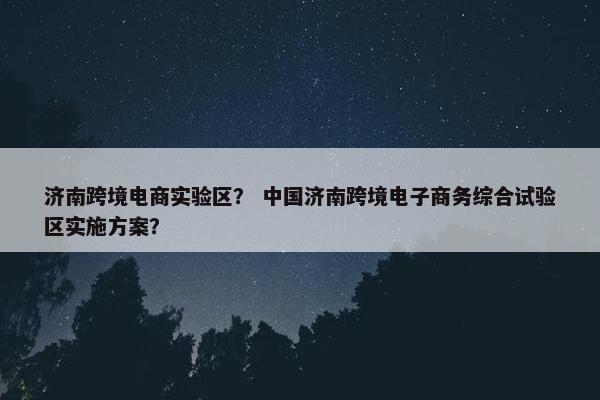 济南跨境电商实验区？ 中国济南跨境电子商务综合试验区实施方案？