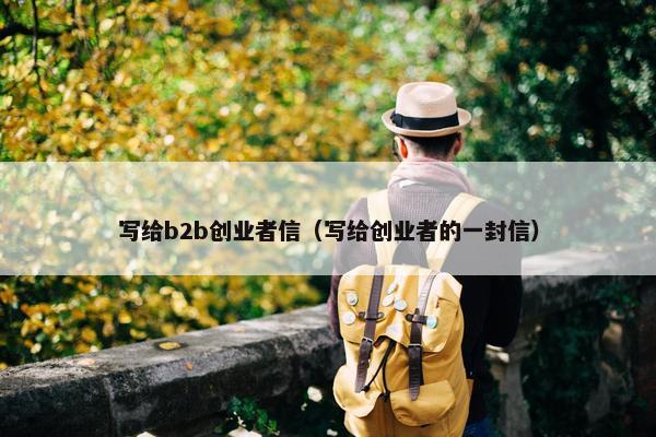 写给b2b创业者信（写给创业者的一封信）