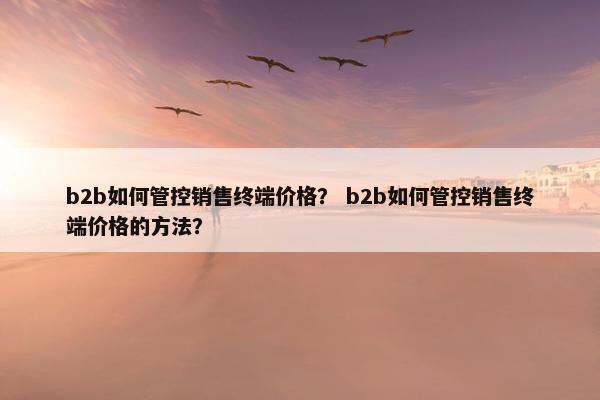 b2b如何管控销售终端价格？ b2b如何管控销售终端价格的方法？