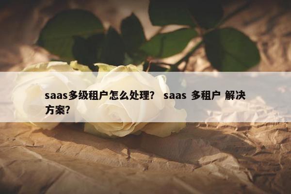 saas多级租户怎么处理？ saas 多租户 解决方案？