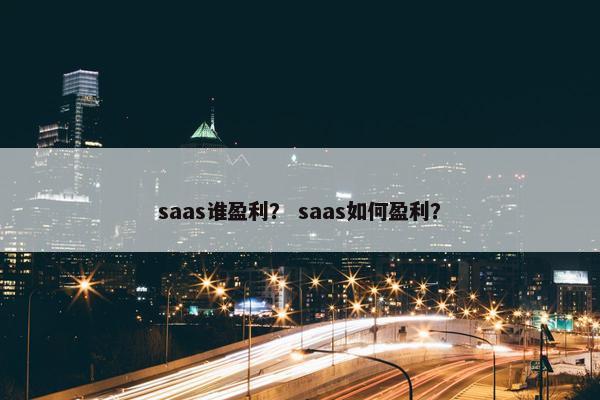 saas谁盈利？ saas如何盈利？