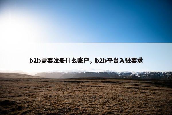 b2b需要注册什么账户，b2b平台入驻要求
