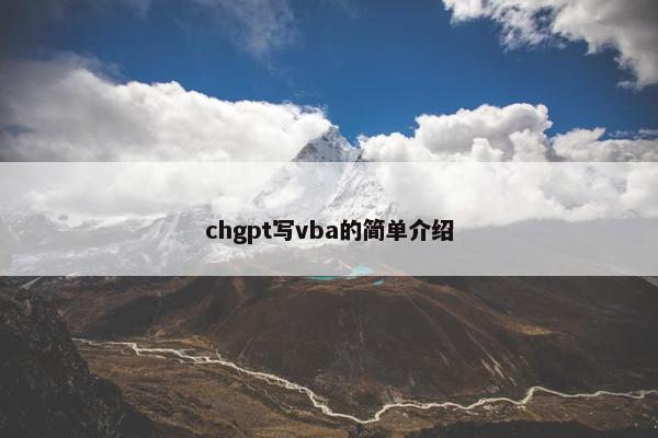 chgpt写vba的简单介绍