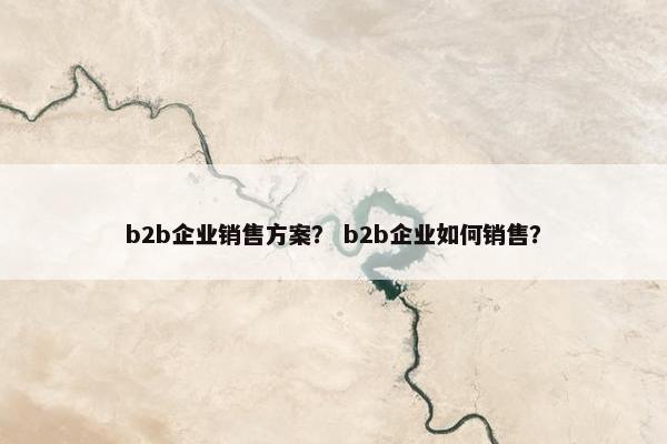 b2b企业销售方案？ b2b企业如何销售？