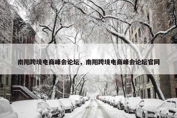 南阳跨境电商峰会论坛，南阳跨境电商峰会论坛官网