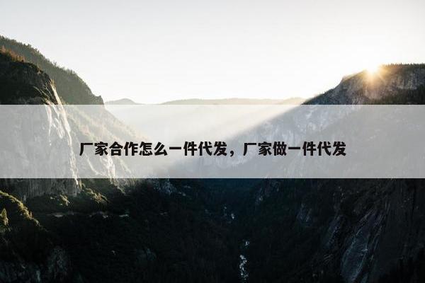 厂家合作怎么一件代发，厂家做一件代发