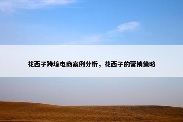 花西子跨境电商案例分析，花西子的营销策略