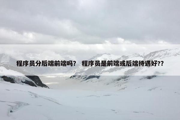 程序员分后端前端吗? 程序员是前端或后端待遇好??