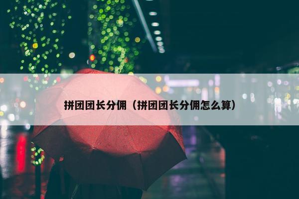 拼团团长分佣（拼团团长分佣怎么算）
