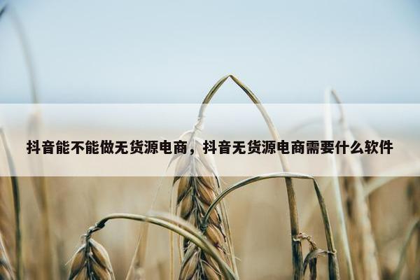 抖音能不能做无货源电商,抖音无货源电商需要什么软件
