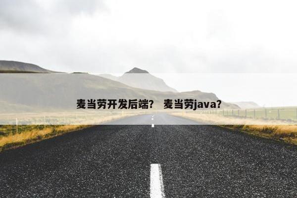 麦当劳开发后端? 麦当劳java?