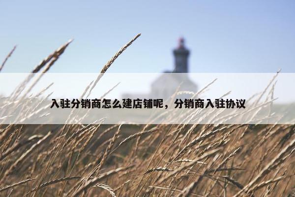 入驻分销商怎么建店铺呢，分销商入驻协议