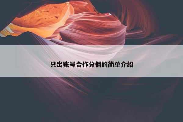 只出账号合作分佣的简单介绍